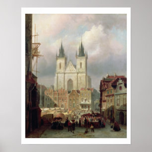 Poster Old Market Place at Prague, 1881