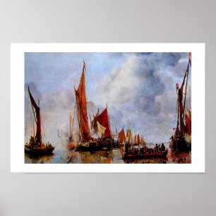 POSTER OLD SAILING BOATS AT SEA