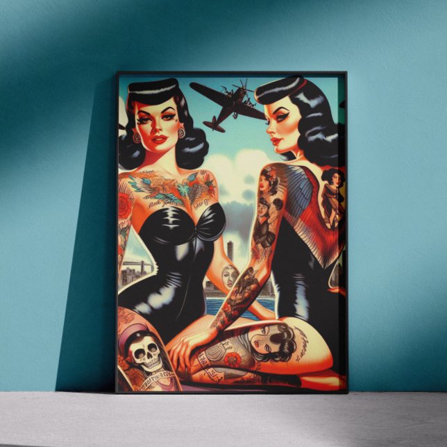 Poster Old School Tatttooed Pin-up (Créateur téléchargé)