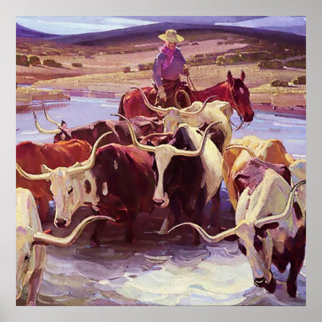 Poster "Old Texas" par W Herbert Dunton (Devant)