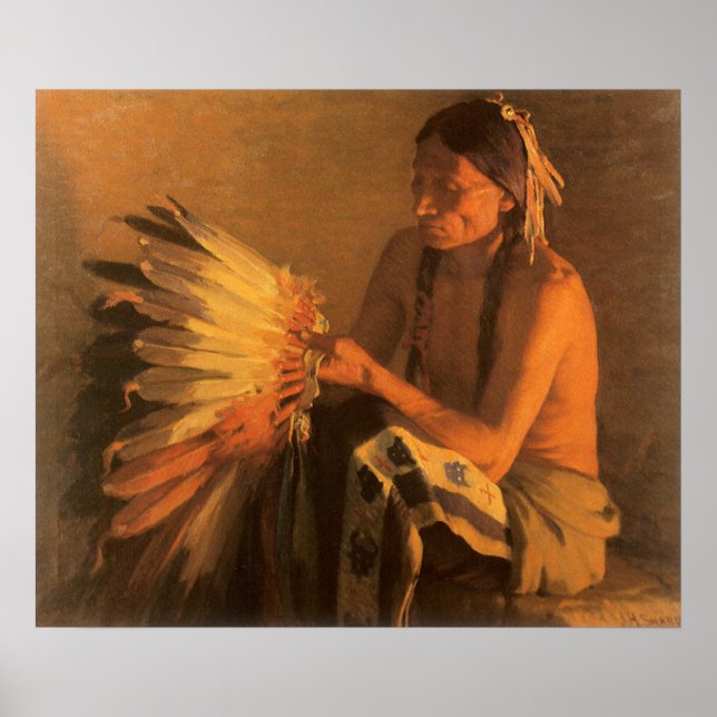 Poster Old War Bonnet par Joseph Henry Sharp (Devant)