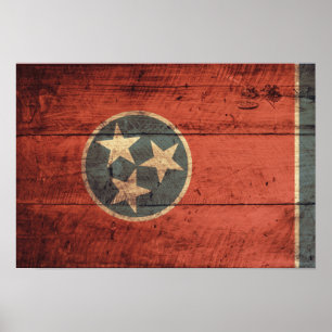 Poster Old Wood Tennessee Flag;
