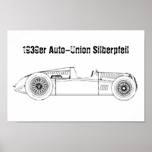 Poster Oldtimer Allemagne Auto Union1939 Flèche de Sielb