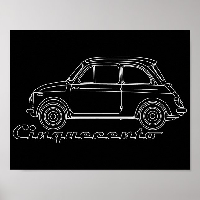 Poster Oldtimer Fiat Cinquecento (Devant)