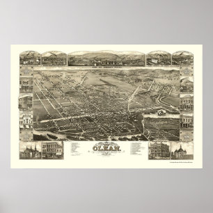 Poster Olean, NY Carte panoramique - 1882