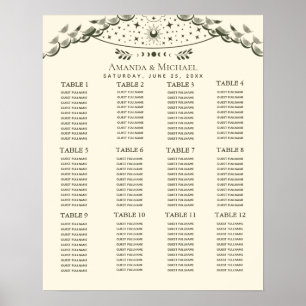 Poster Olive Elegant Mystical Tarot Mariage Carte de sièg