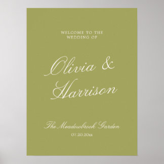 Poster Olive Estate Calligraphie Mariage Bienvenue