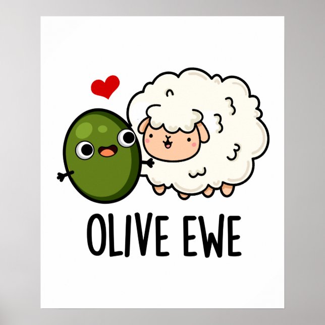 Poster Olive Ewe drôle Amour Pun (Devant)