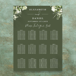 Poster Olive Green Floral Greenery Carte Mariage de siège