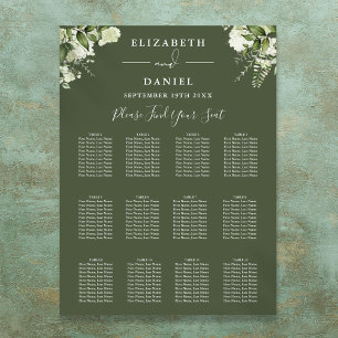Poster Olive Green Floral Greenery Carte Mariage de siège