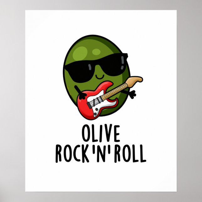 Poster Olive Rock Et Roll Funky Rocker Olive Pun (Devant)