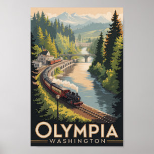 Poster Olympia illustration de voyage art vintage Washing