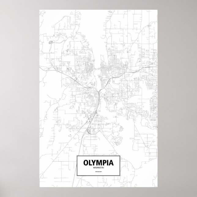 Poster Olympia, Washington (noir sur blanc) (Devant)