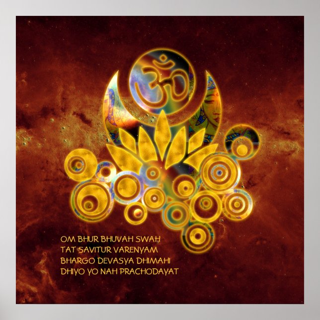 Poster Om Lotus & GAYATRI MANTRA | univers du feu (Devant)