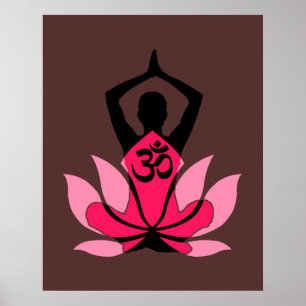 Poster OM Namaste Spirituelle Lotus Fleur Yoga en Ombre