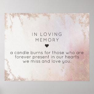 Poster Ombre Blush Rose Frosted In Love Memory Sign