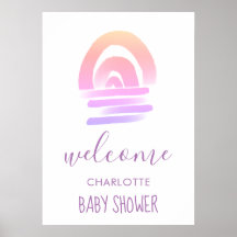 Ombre Boho Aquarelle Rainbow Baby Girl Douche