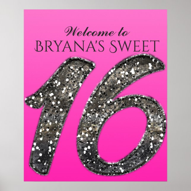 Poster Ombre de rose et d'argent Parties scintillant 16 S (Devant)