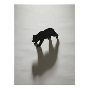 Poster Ombre d'ours noir dans une blanche solitude