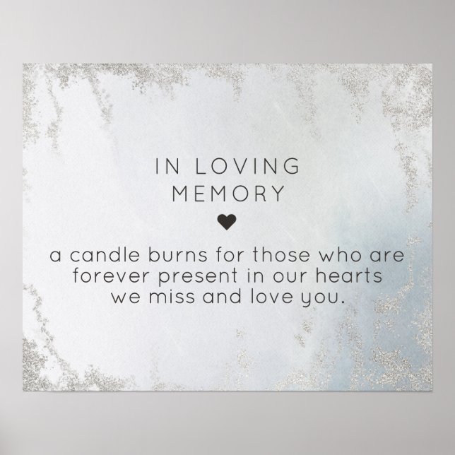 Poster Ombre Dusty Blue Frosted In Love Memory Sign (Devant)