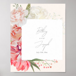 Poster Ombré Floral Botanical Elégant Mariage Bienvenue