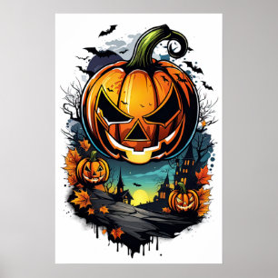 Poster Ombres de Haunt, Citrouille effrayant