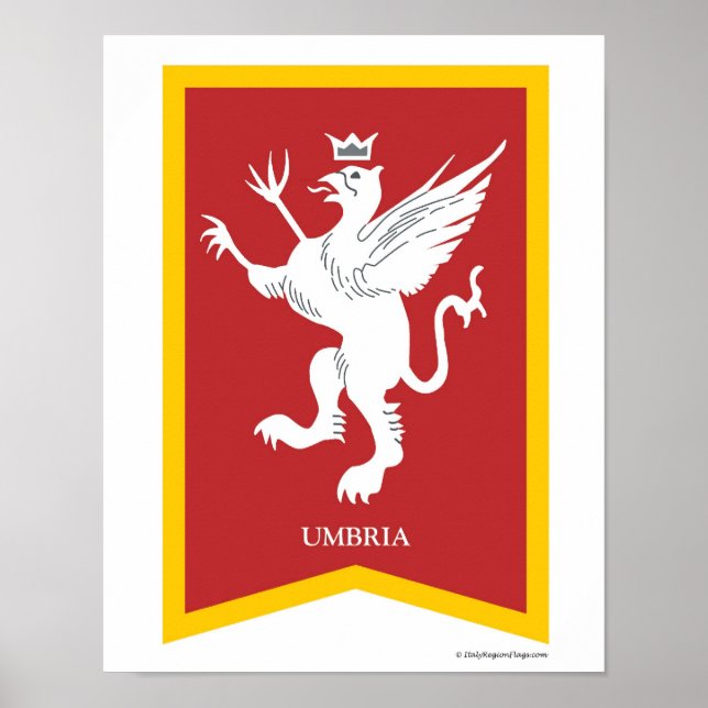 Poster Ombrie Italie Région Crest Art Imprimer (Devant)