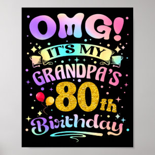Poster Omg C'est Les 80 Ans De Mon Grand-Père Joyeux 80 A