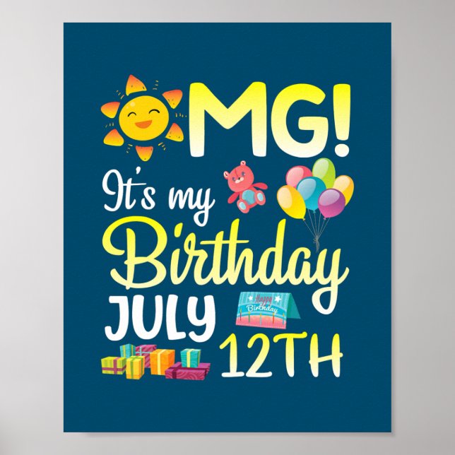 Poster OMG It's My Birthday On July 12e Happy Papa Maman (Devant)