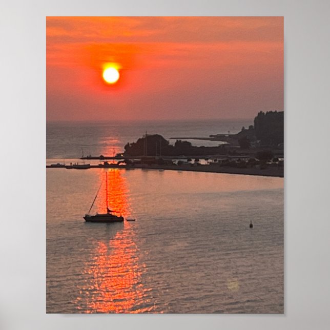 Poster Omis Croatie coucher de soleil Orange Sky (Devant)