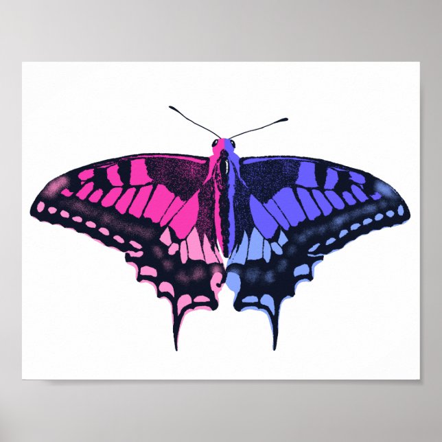 Poster Omnisexual Pride Flag Swallowtail Butterfly (Devant)