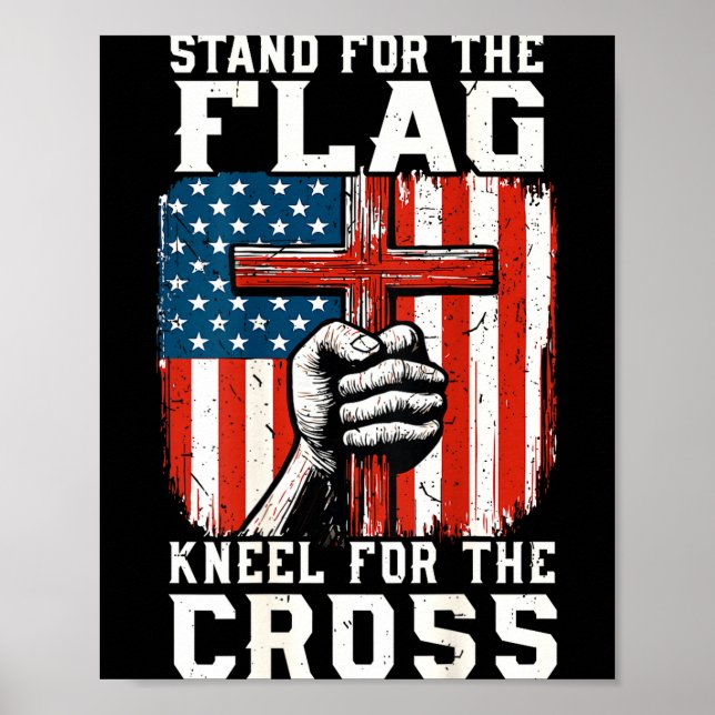 Poster On-back Stand For Flag Kneel Cross Patriotic Chris (Devant)