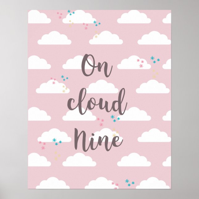 Poster On Cloud Nine Typographie Cloud (Devant)
