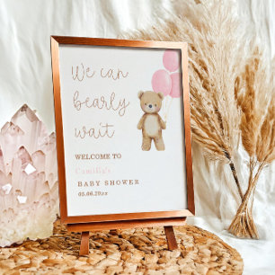 Poster On peut attendre le Baby shower des ballons d'ours