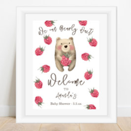 Poster On peut attendre le Baby shower Ours et baies