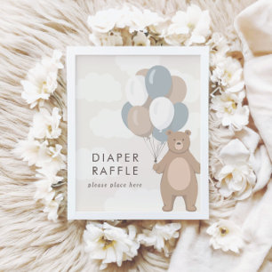 Poster On Peut Attendre Panneau Baby shower de troncs