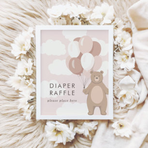 Poster On Peut Attendre SYMBOLE Baby shower rose