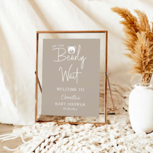 Poster On peut attendre un Baby shower minimaliste modern