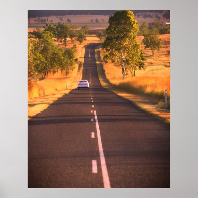 Poster On the Road Again a Long Stretch of Road on a Wall (Devant)