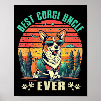 Poster Oncle Corgi amateur de chien vintage rétro coucher