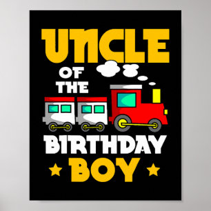Poster Oncle De L'Anniversaire Boy Train Anniversaire Cel