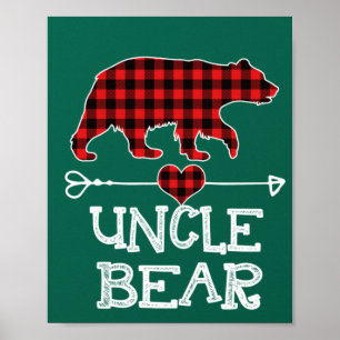Poster Oncle Ours Pajama de Noël Buffle Rouge Plaid