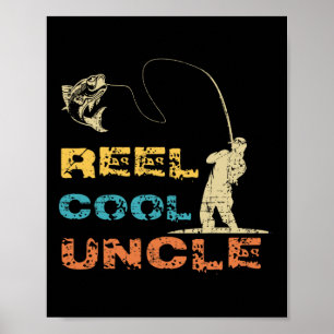 Poster Oncle Poissonneur Super Cool Vintage Fête des Père