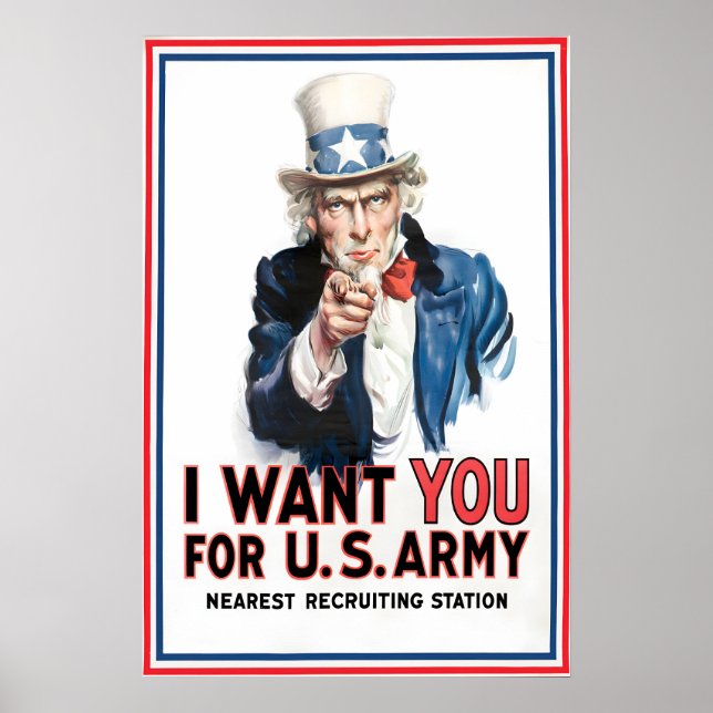Poster Oncle Sam 'Je veux vous' recrutement de l'armée am (Devant)