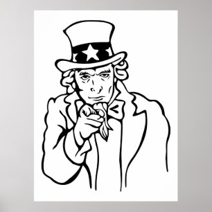 Poster Oncle Sam nous vous voulons dessin au trait