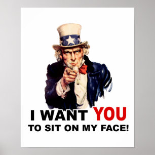 Poster Oncle Sam VEUT QUE VOUS VOUS ASSEYEZ AU VISAGE
