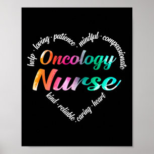 Poster Oncologie Infirmière Coeur Mot Cloud Aquarelle Arc