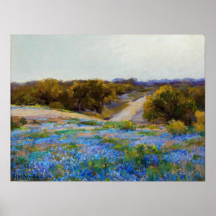 Poster Onderdonk - Bluebonnets à la fin de l'après-midi