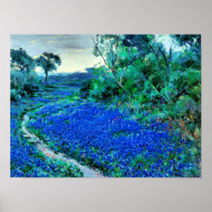 Poster Onderdonk - Bluebonnets dans le matin de Misty