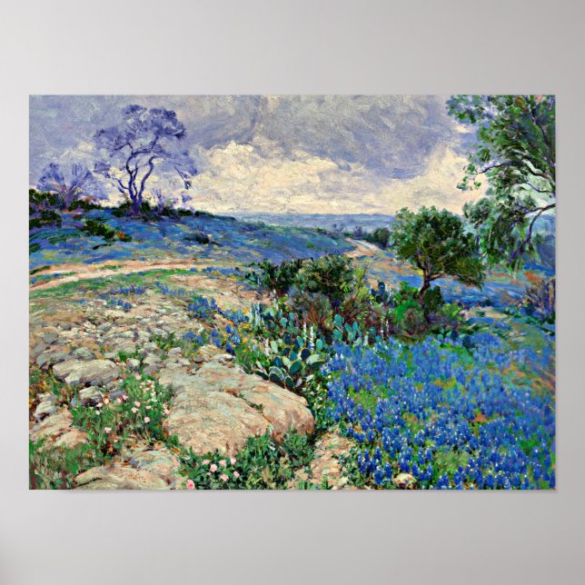 Poster Onderdonk - Paysage du Texas avec Bluebonnets (Devant)